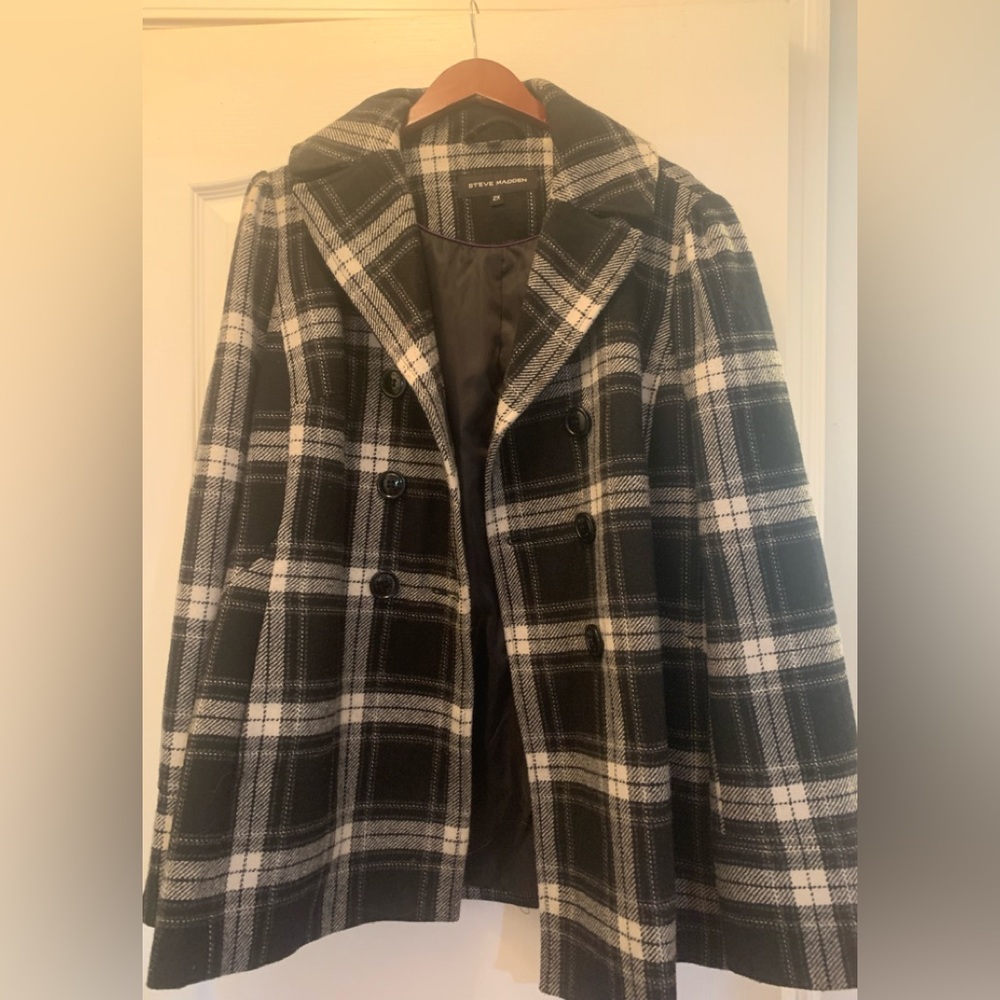 Women's Plus size Steve Madden 2X Peacoat peacoat Coat Jacket Black White